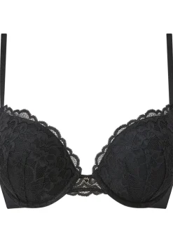 Sexy Lace Padded Boost Plunge Bra - Black
