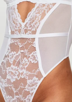 Sexy Lace Padded Lingerie Body - White