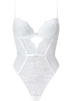 Sexy Lace Padded Lingerie Body - White