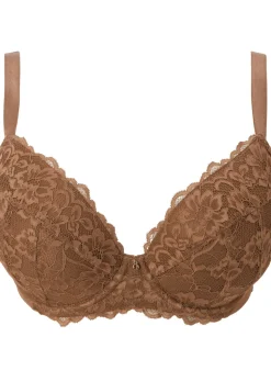 Sexy Lace Padded Plunge Bra - Nude 03