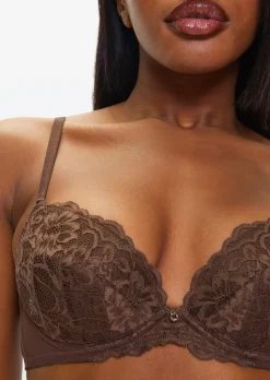 Sexy Lace Padded Plunge Bra - Nude 04