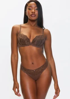 Sexy Lace Padded Plunge Bra - Nude 04