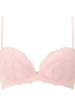 Sexy Lace Padded Plunge Bra - Pale Pink