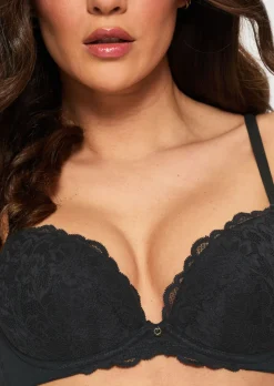 Sexy Lace Padded Plunge Bra - Pack of 2 - Black