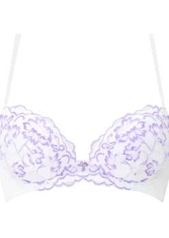 Sexy Lace Padded Plunge Bra - White/Lilac