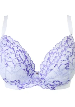 Sexy Lace Padded Plunge Bra - White/Lilac
