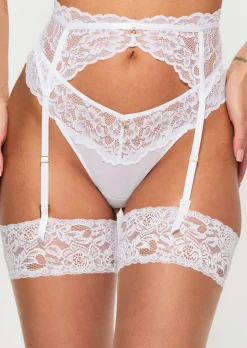 Sexy Lace Suspender Belt - White