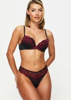 Sexy Lace Thong - Black/Red