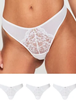 Sexy Lace Thong - Pack of 3 - White