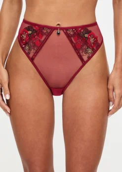 Shimmering High Waist Brazilian - Dark Red