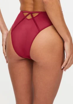 Shimmering High Waist Brazilian - Dark Red