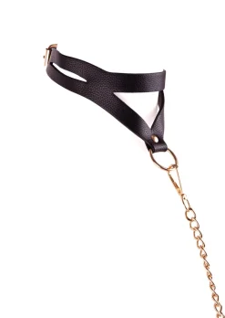 Signature Faux Leather Strappy Collar & Lead