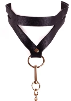 Signature Faux Leather Strappy Collar & Lead