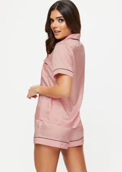 Signature Satin Pyjama Shirt & Shorts Set - Pale Pink