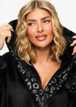 Signature Sparkle Fluffy Robe - Black