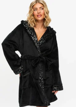 Signature Sparkle Fluffy Robe - Black