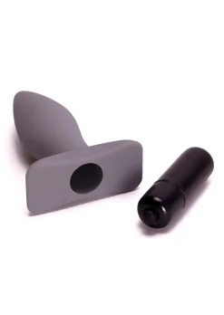 Slimline Vibrating Silicone Butt Plug with Removable Bullet