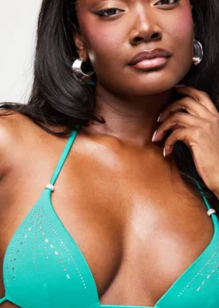 Summer Siren Padded Triangle Bikini Top - Teal