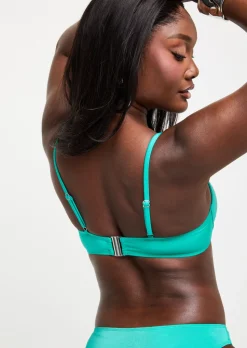 Summer Siren Underwired Padded Plunge Bikini Top - Teal