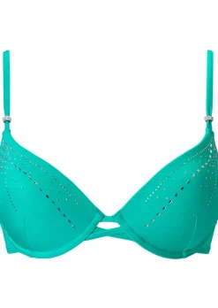 Summer Siren Underwired Padded Plunge Bikini Top - Teal