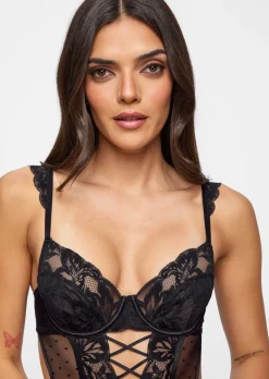 Sweet Romance Lace Underwired Lingerie Body - Black