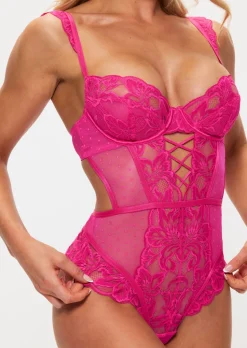 Sweet Romance Lace Underwired Lingerie Body - Pink