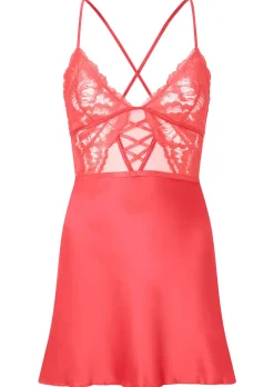 Sweet Surrender Satin Chemise Lingerie - Orange