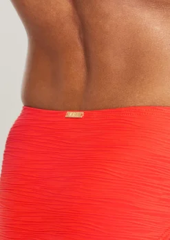 Swim Crinkle High Leg Bikini Bottom - Bright Orange