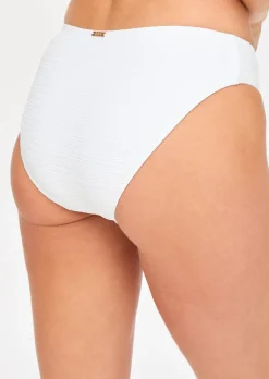 Swim Crinkle High Leg Bikini Bottom - White
