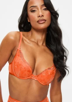 Tangerine Dream Padded Plunge Bra - Bright Orange