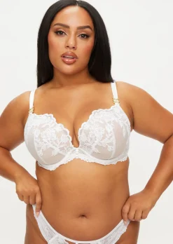 The Icon Fuller Bust Padded Plunge Bra - White