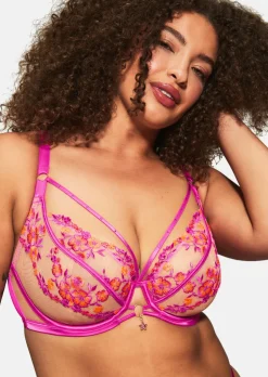 Tropical Tease Non Padded Fuller Bust Plunge Bra - Bright Pink