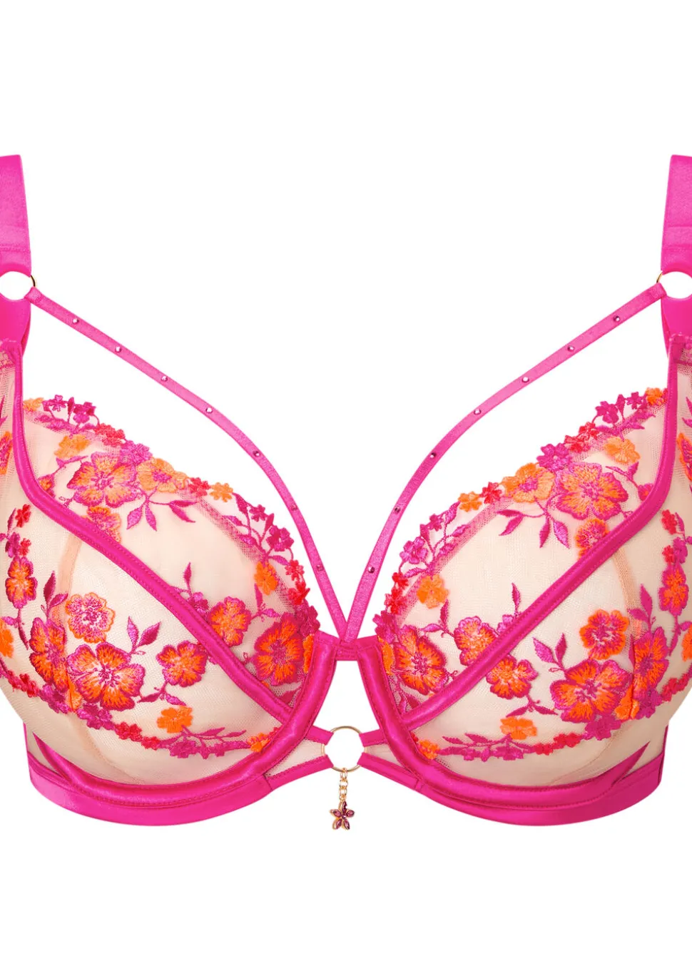 Tropical Tease Non Padded Fuller Bust Plunge Bra - Bright Pink