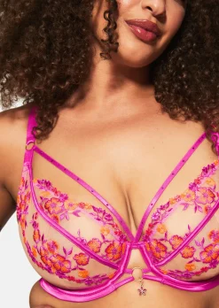 Tropical Tease Non Padded Fuller Bust Plunge Bra - Bright Pink