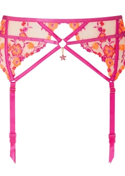 Tropical Tease Suspender Belt - Bright Pink