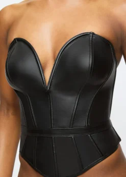 Truly PU Corset Top - Black