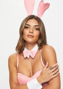 Tuxedo Bunny 4 Piece Costume with Ears - Pale Pink
