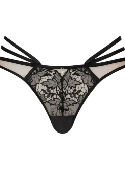 Untold Desire Foiled Lace Brazilian Knickers - Black