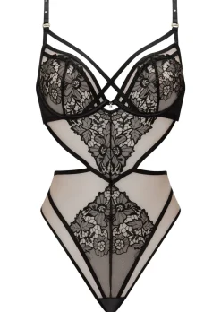 Untold Desire Foiled Lace Non Padded Lingerie Body - Black