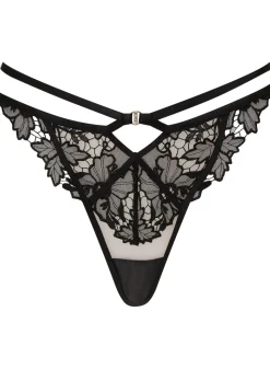 Untold Desire Foiled Lace Thong - Black