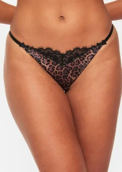 Wild Romance Animal Print Satin Lace G-String - Multi
