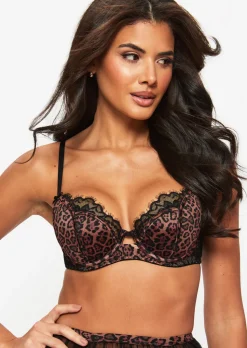 Wild Romance Animal Print Satin Padded Balcony Bra - Multi