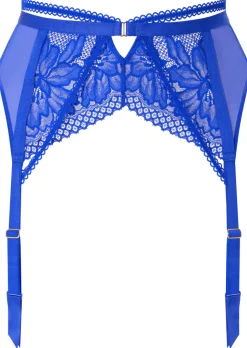 Yours Truly Lace Suspender Belt - Cobalt