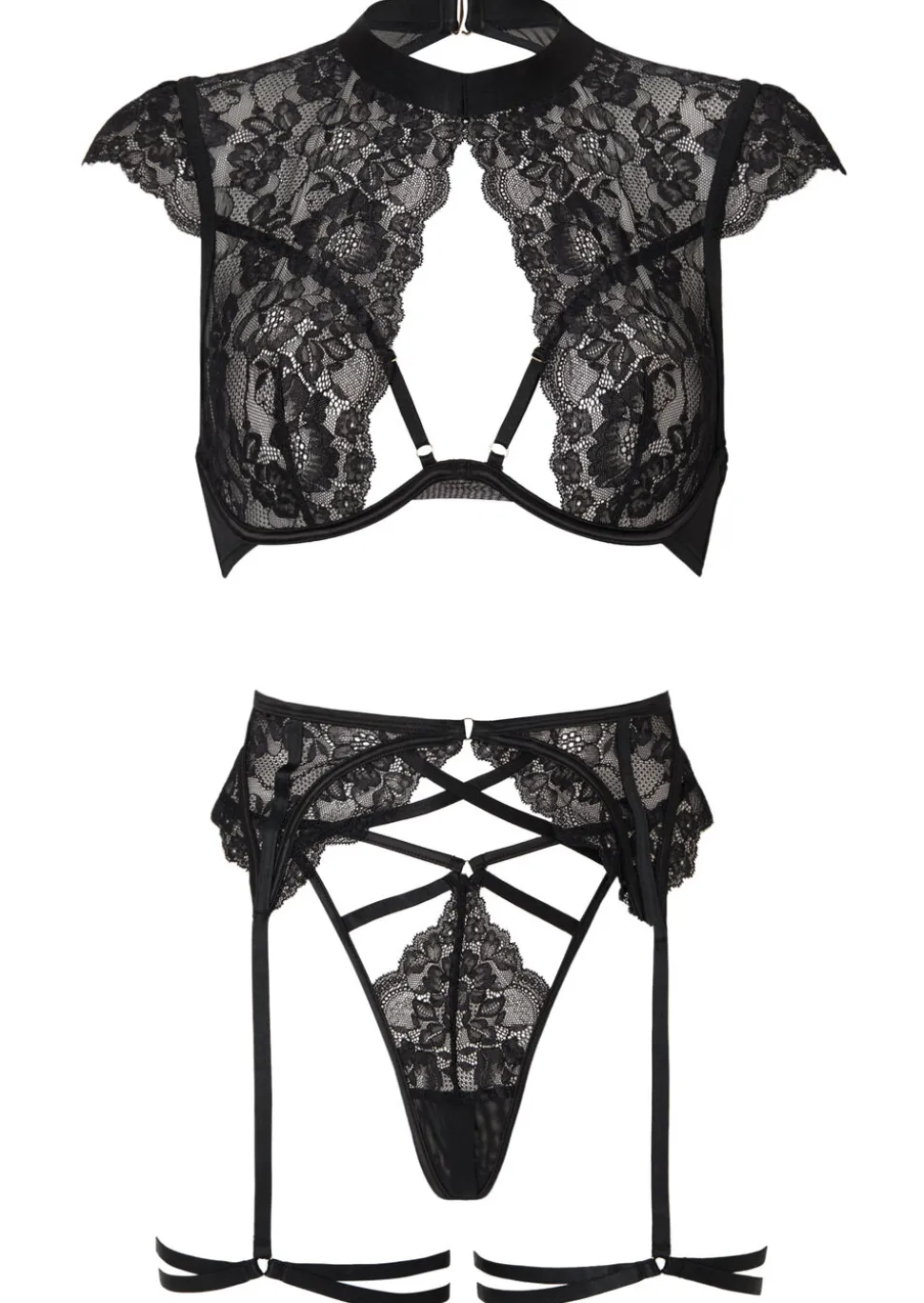 Zayna Crotchless Set - Black