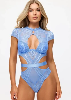 Zayna Lace Lingerie Body - Light Blue