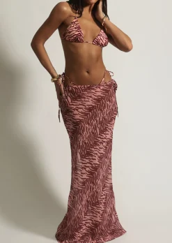 Zebra Mesh Maxi Skirt - Pink